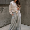 Demi Light Grey Wide Leg Pleated Pants- full body view