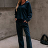 Lexi Wide Leg Lounge Pant- navy-full body view