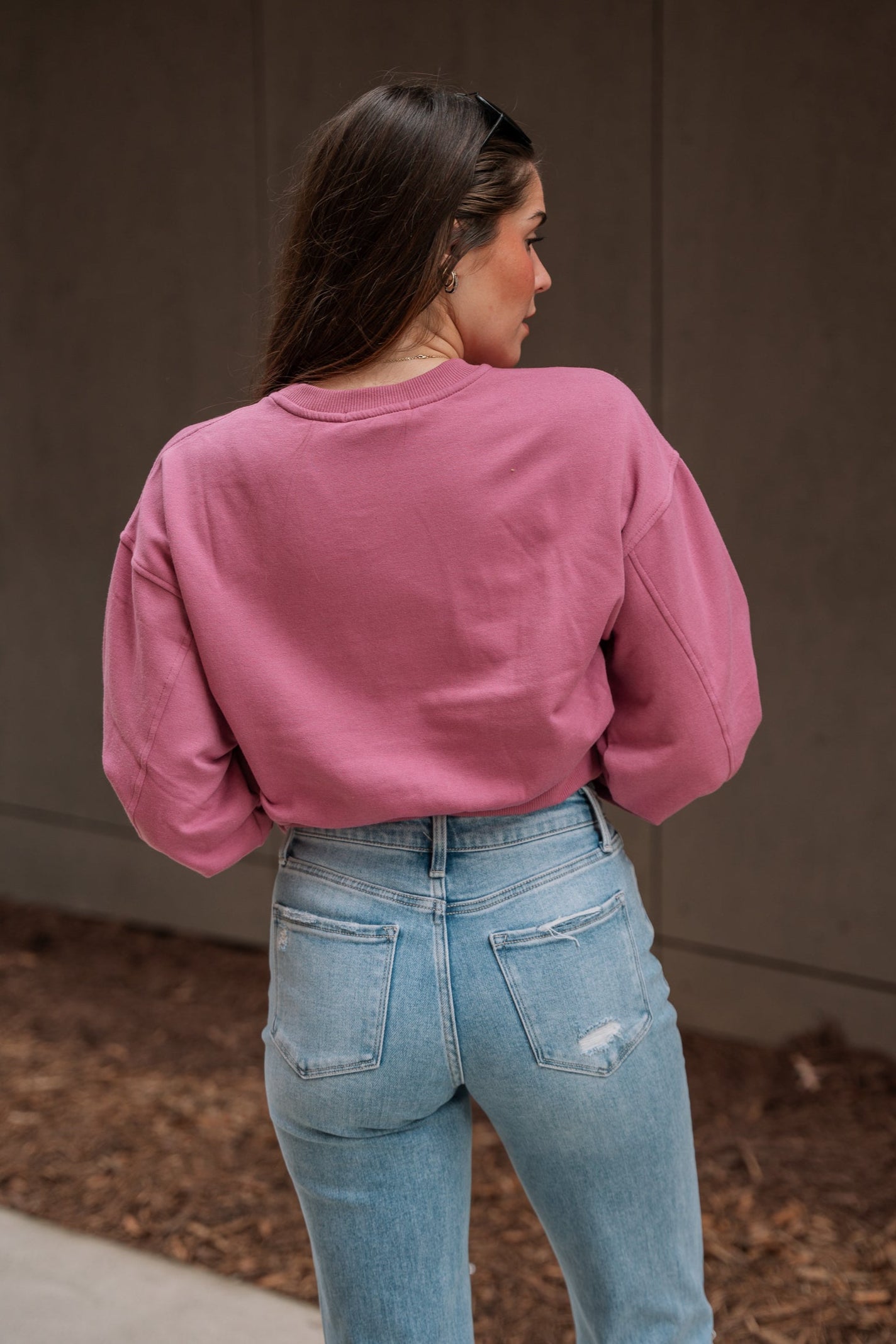 Harley Ash Rose Cropped Long Sleeve Sweatshirt- back view