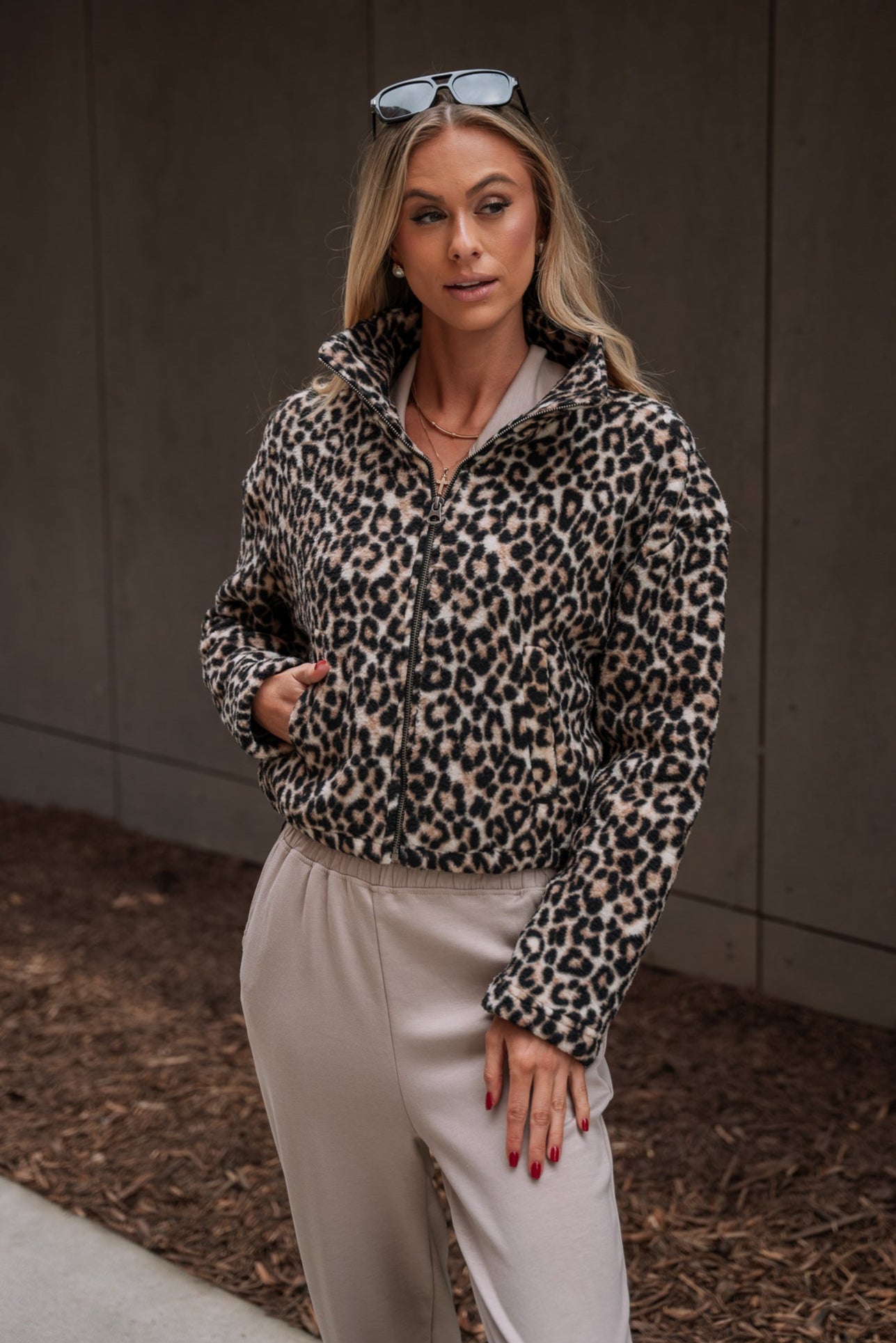 Brielle Cheetah Zip-Up Jacket- front view