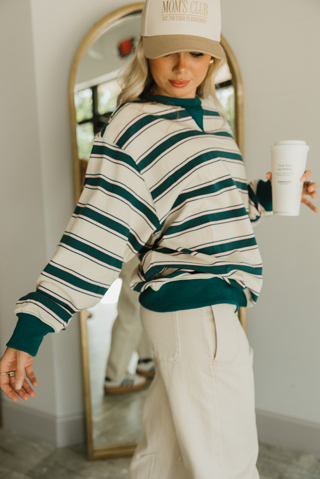 Eileen Cream Multi Striped Pullover - frontal side view