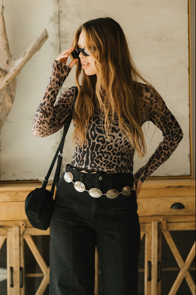 Vivie Gold Medallion Chain Link Belt - full body front view