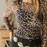 Julia Taupe & Black Cheetah Mesh Top- front top view