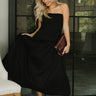 Loren Black Sleeveless Corset Midi Dress- front full view