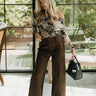 Alexandra Brown Wide Leg Pants- front full view