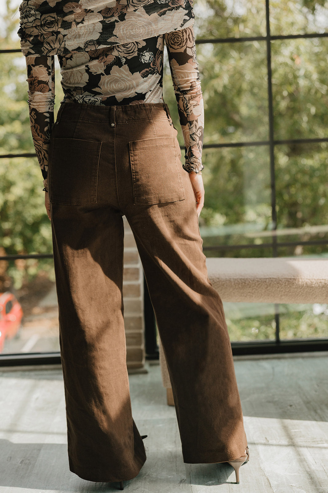 Alexandra Brown Wide Leg Pants- back view