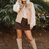 Evelyn Taupe Denim Barn Vest - full body front view