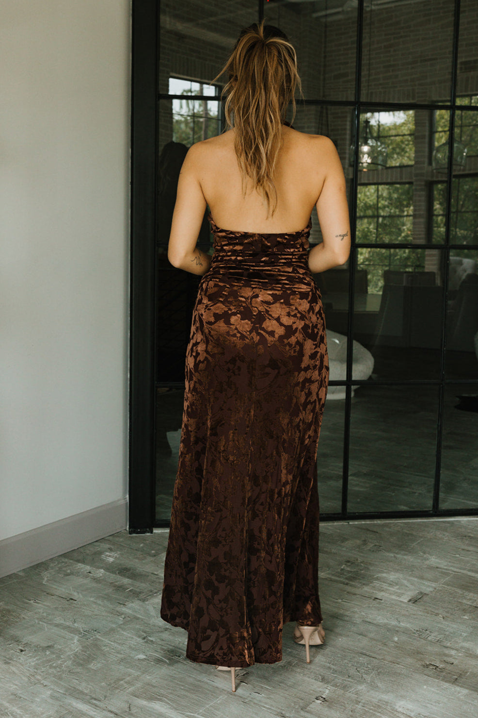 Lydia Brown Multi Velvet Floral Maxi Dress - Lizard Thicket Lydia Brown Multi Velvet Floral Maxi Dress - Lizard Thicket