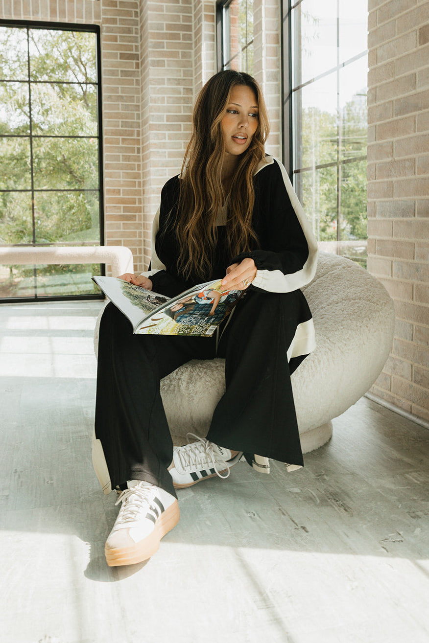 Parker Black & Cream Colorblock Pants- full body view