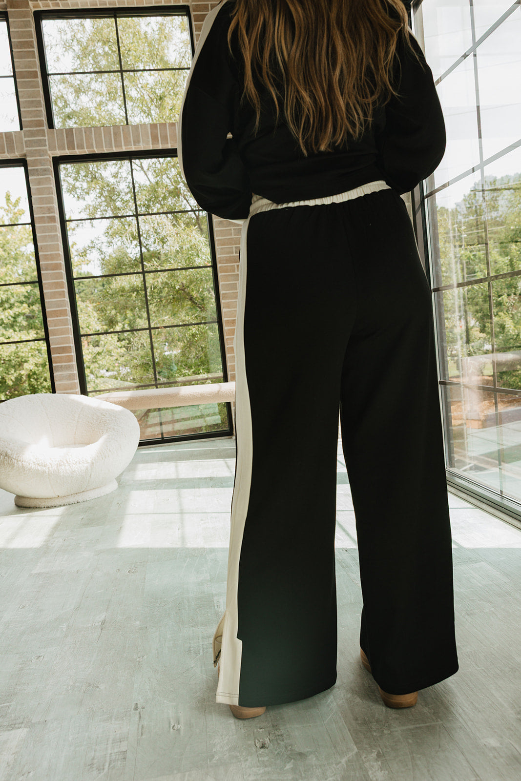 Parker Black & Cream Colorblock Pants- back view