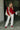 Clara Red Knit Button-Up Cardigan- full body view