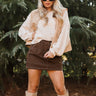 Joelle Brown Denim Skort - full body front view