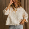 Grace Cream Short Sleeve Sweater- front top view