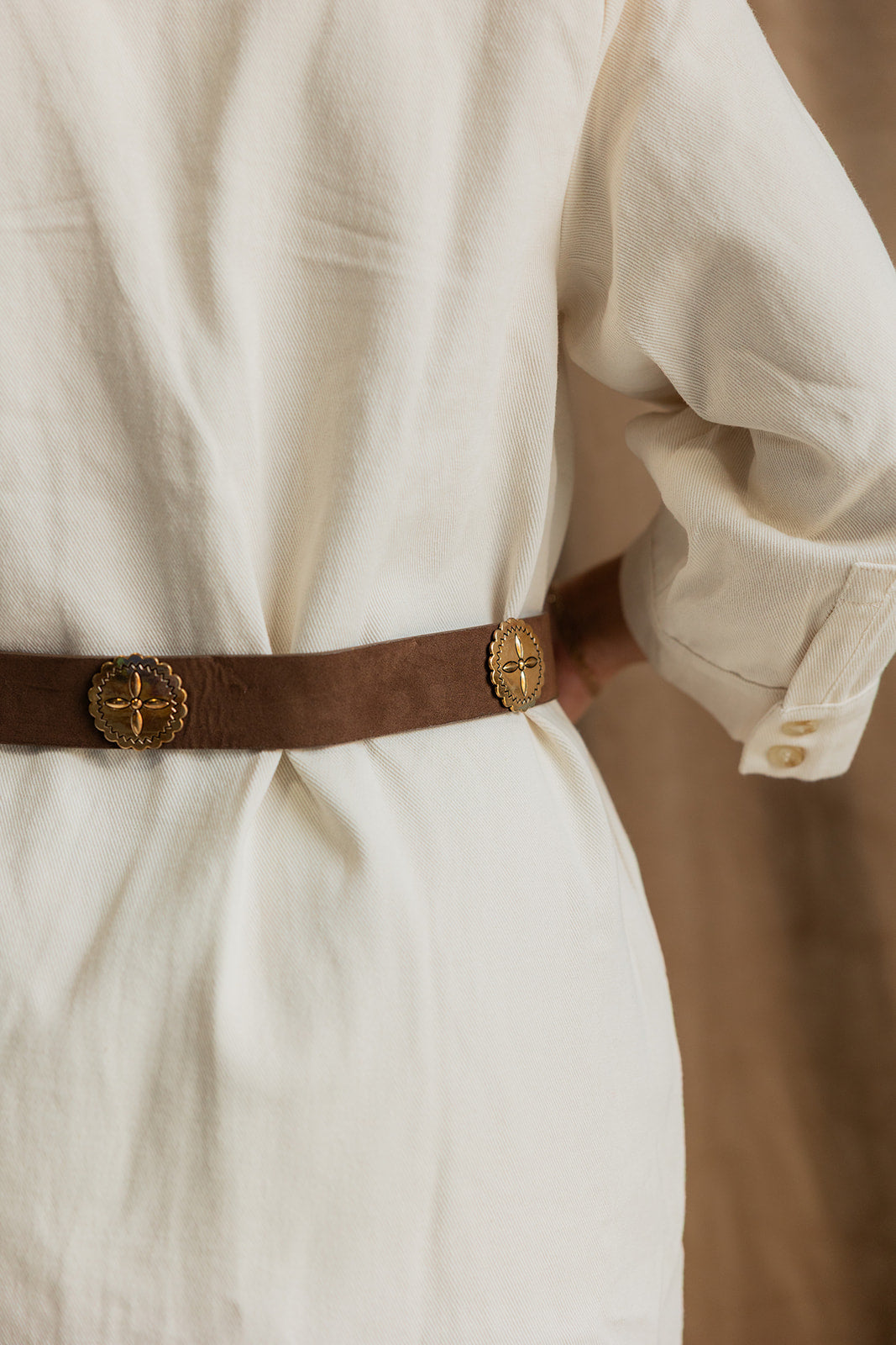 Palmer Brown & Gold Suede Western Belt- back view