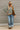 Eliana Olive Green & Ivory Stripe Knit Sweater- full body view