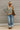 Eliana Olive Green & Ivory Stripe Knit Sweater- full body view