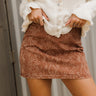 Aurora Rust & Cream Denim Mini Skirt- close up front view