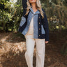 Cate Navy & Denim Sweater Jacket - full body front view