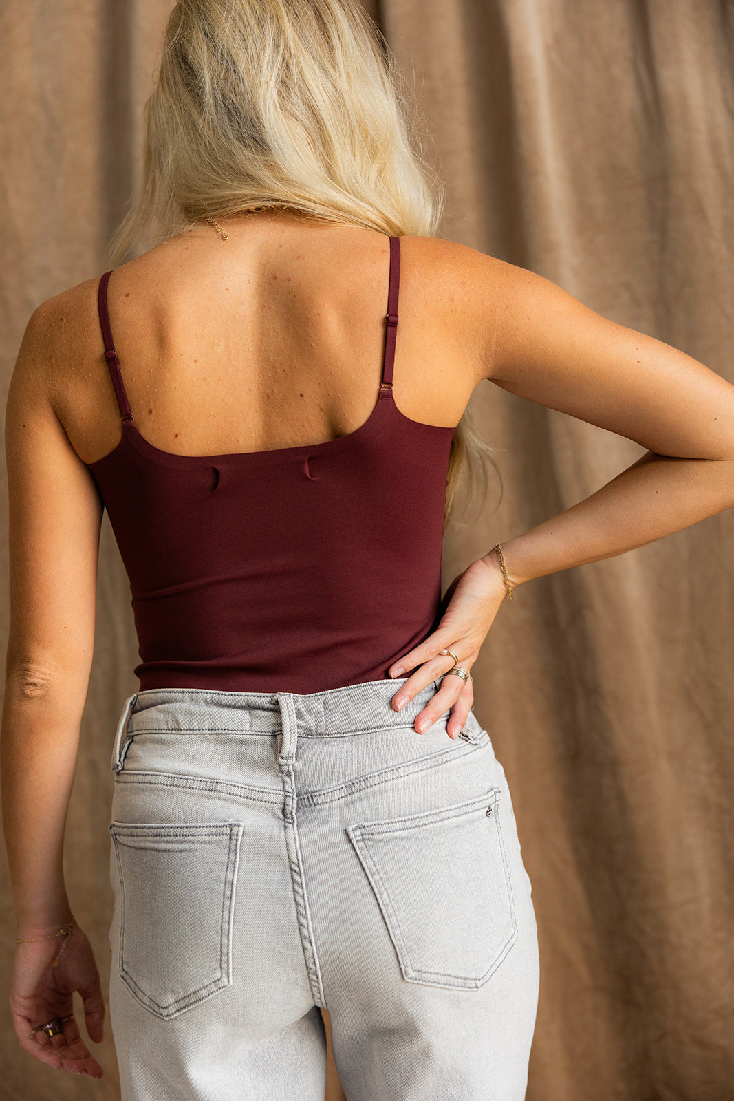 Chloe Burgundy Brami Tank- close up back view
