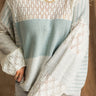 Alexandra Dark Sage & Heather Grey Sweater- close up front view