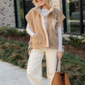 Leia Brown Suede & Shearling Vest- full body view