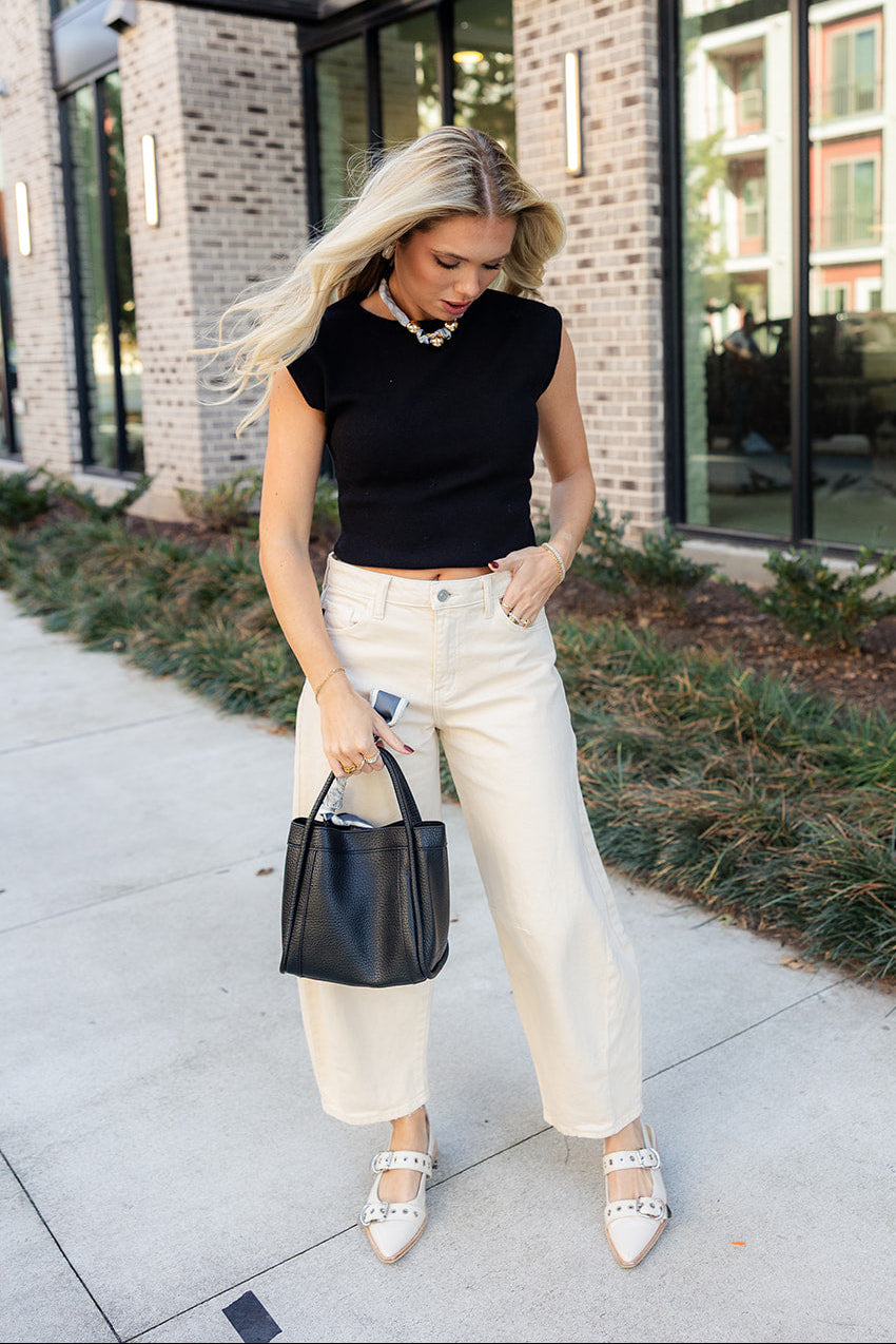 Malia Black Knit Sleeveless Sweater- ful body view