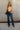 Brynna Taupe Lace Tie & Knit Sweater- full body front view