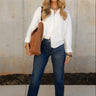 Rowyn White Button-Up Knit Cardigan- full body view