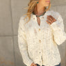 Aria Cream Cable Knit Cardigan- front top view