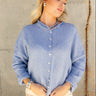 Rowyn Dusty Blue Button-Up Knit Cardigan- front view