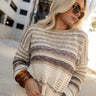 Anaya Taupe Multi Knit Sweater- front view