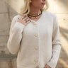 Helena Cream & Gold Button-Up Cardigan- top front view