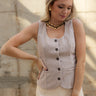 Stevie Taupe & Cream Button-Up Vest- front top view