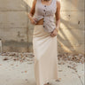 Ana Cream Satin Midi Skirt- full body view