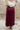 Ana Burgundy Satin Midi Skirt- close up back view