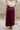 Ana Burgundy Satin Midi Skirt- close up back view