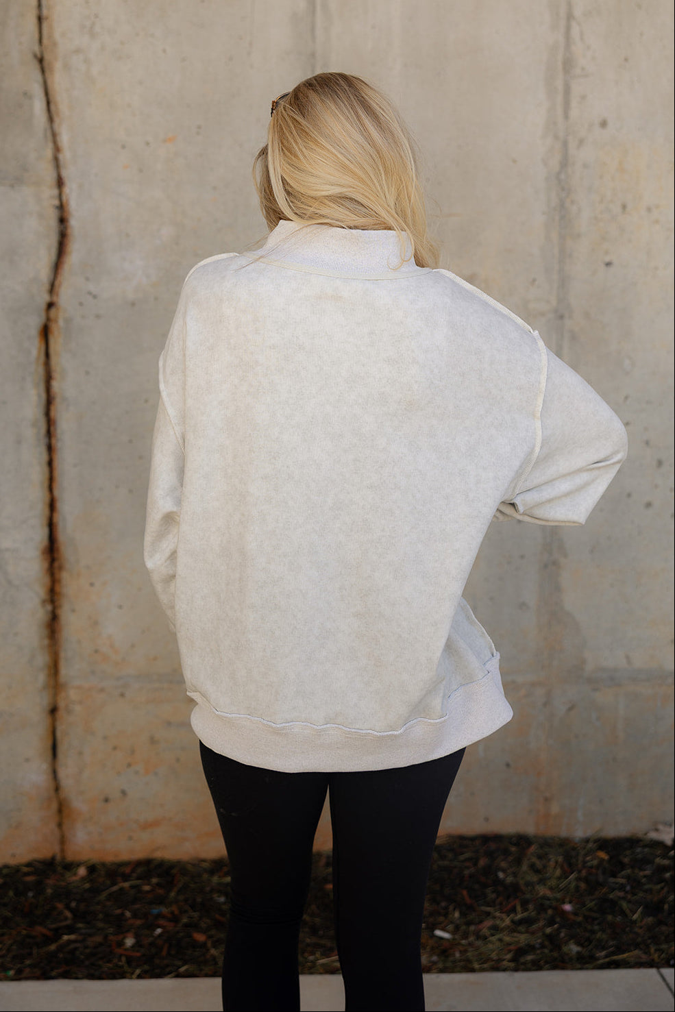Hadley Ash Grey Mineral Wash Sweatshirt- back view