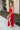 Nyla Gold Chain Halter & Red Satin Dress- full side view