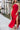 Nyla Gold Chain Halter & Red Satin Dress- close up front view