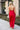 Nyla Gold Chain Halter & Red Satin Dress full body back view