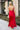 Nyla Gold Chain Halter & Red Satin Dress- back view