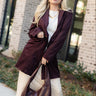 Ella Dark Brown Suede Blazer- full body front view