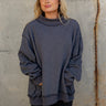 Hadley Charcoal Grey Mineral Wash Sweatshirt- front top view