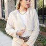 Eliana Tan Faux Fur Cardigan- front view