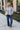 Selah Blue & White Stripe Zip-Up Top- full body view
