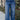 Kancan: Gia Dark Denim 90s Wide Leg Jeans- close up front view