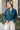 Angela Teal Knit Quarter Zip-Up Sweater- front top view