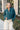 Angela Teal Knit Quarter Zip-Up Sweater- front view