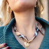 Lena Brown Multi & Gold Heart Scarf Necklace- front view