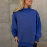 Hadley Royal Blue Mineral Wash Sweatshirt- close up top view